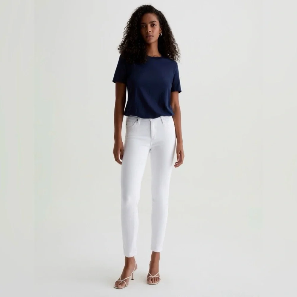 New! AG Adriano Goldschmied Prima Ankle Cigarette Leg Jeans in White - Size 31 - Picture 2 of 10